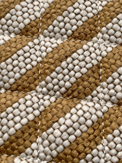Chanel Small Woven Raffia Striped O-Case Pouch Bag Beige and White (26C)
