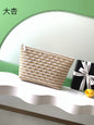 Chanel Large Woven Raffia Striped O-Case Pouch Bag Beige and White (26C)