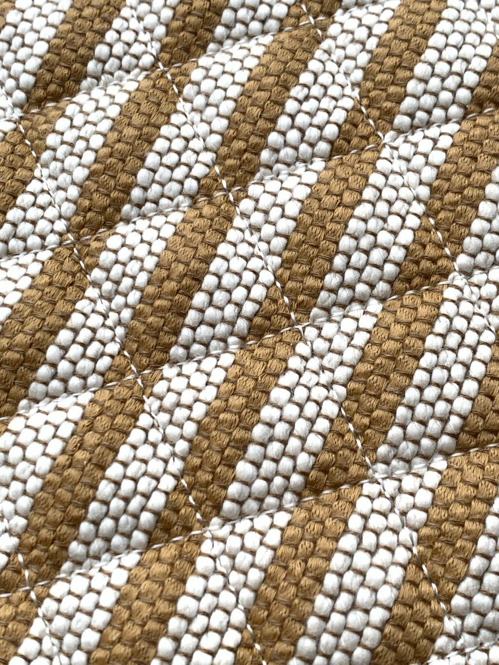 Chanel Large Woven Raffia Striped O-Case Pouch Bag Beige and White (26C)