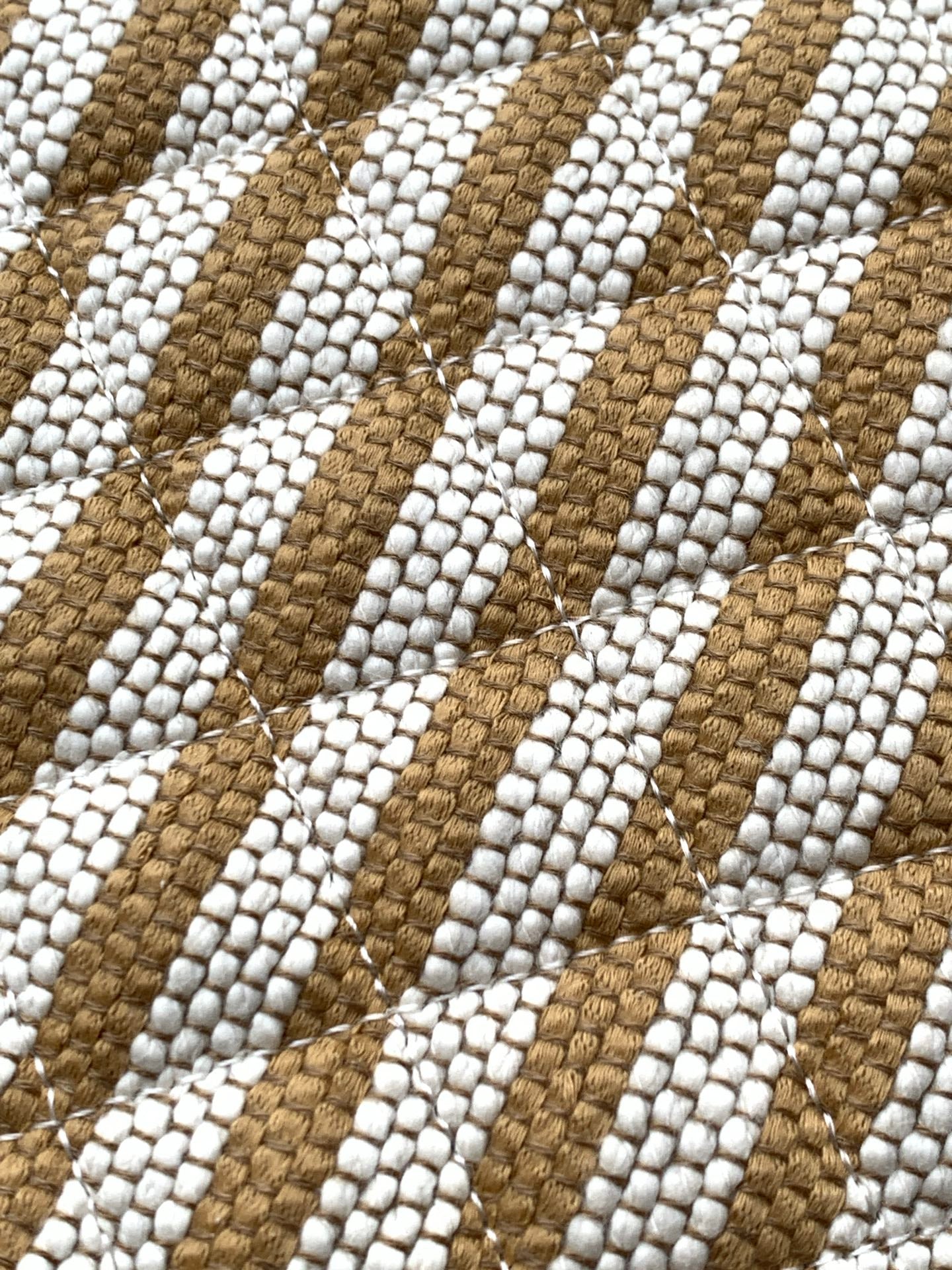 Chanel Large Woven Raffia Striped O-Case Pouch Bag Beige and White (26C)