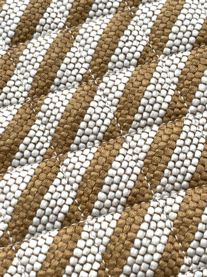 Chanel Large Woven Raffia Striped O-Case Pouch Bag Beige and White (26C)