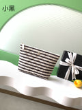 Chanel Small Woven Raffia Striped O-Case Pouch Bag Black and White (26C)