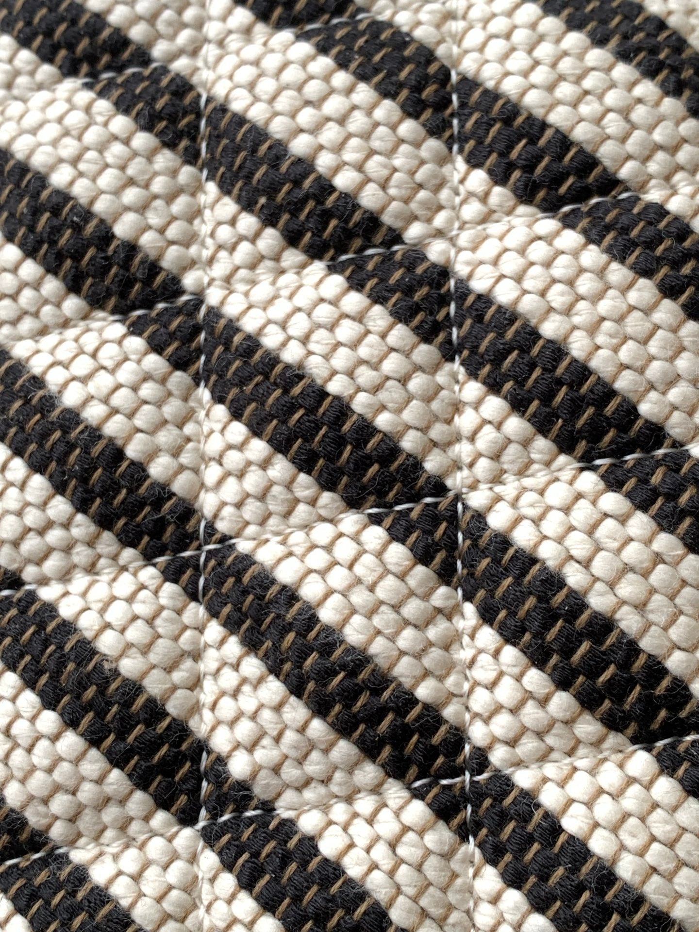 Chanel Small Woven Raffia Striped O-Case Pouch Bag Black and White (26C)