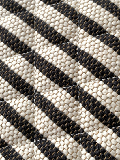 Chanel Small Woven Raffia Striped O-Case Pouch Bag Black and White (26C)