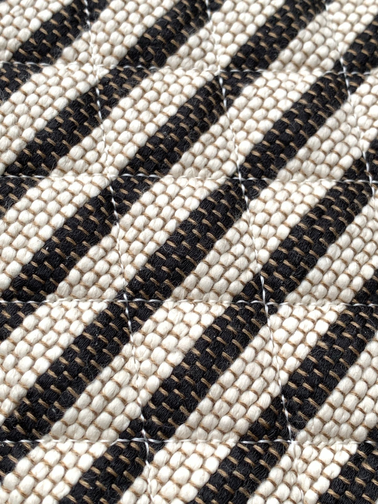 Chanel Large Woven Raffia Striped O-Case Pouch Bag Black and White (26C)