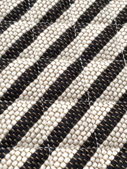 Chanel Large Woven Raffia Striped O-Case Pouch Bag Black and White (26C)