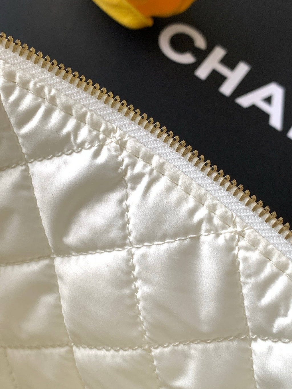 Chanel Large Woven Raffia Striped O-Case Pouch Bag Black and White (26C)