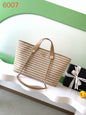 Chanel Small Striped Woven Deauville Shopping Tote Bag Beige and White (26C)
