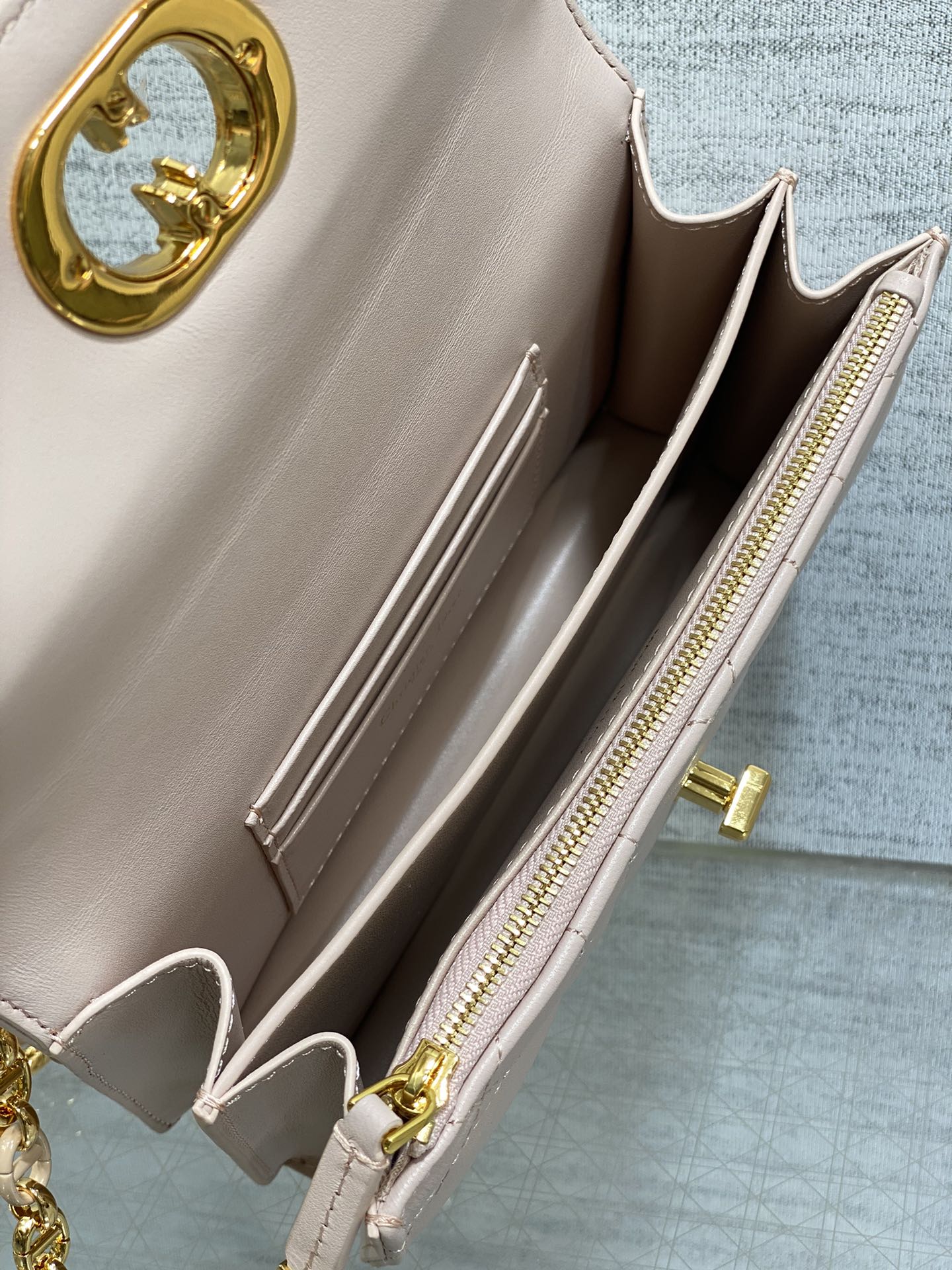 Dior Mini Miss Caro Bag Powder Pink Cannage Calfskin with Gold Hardware