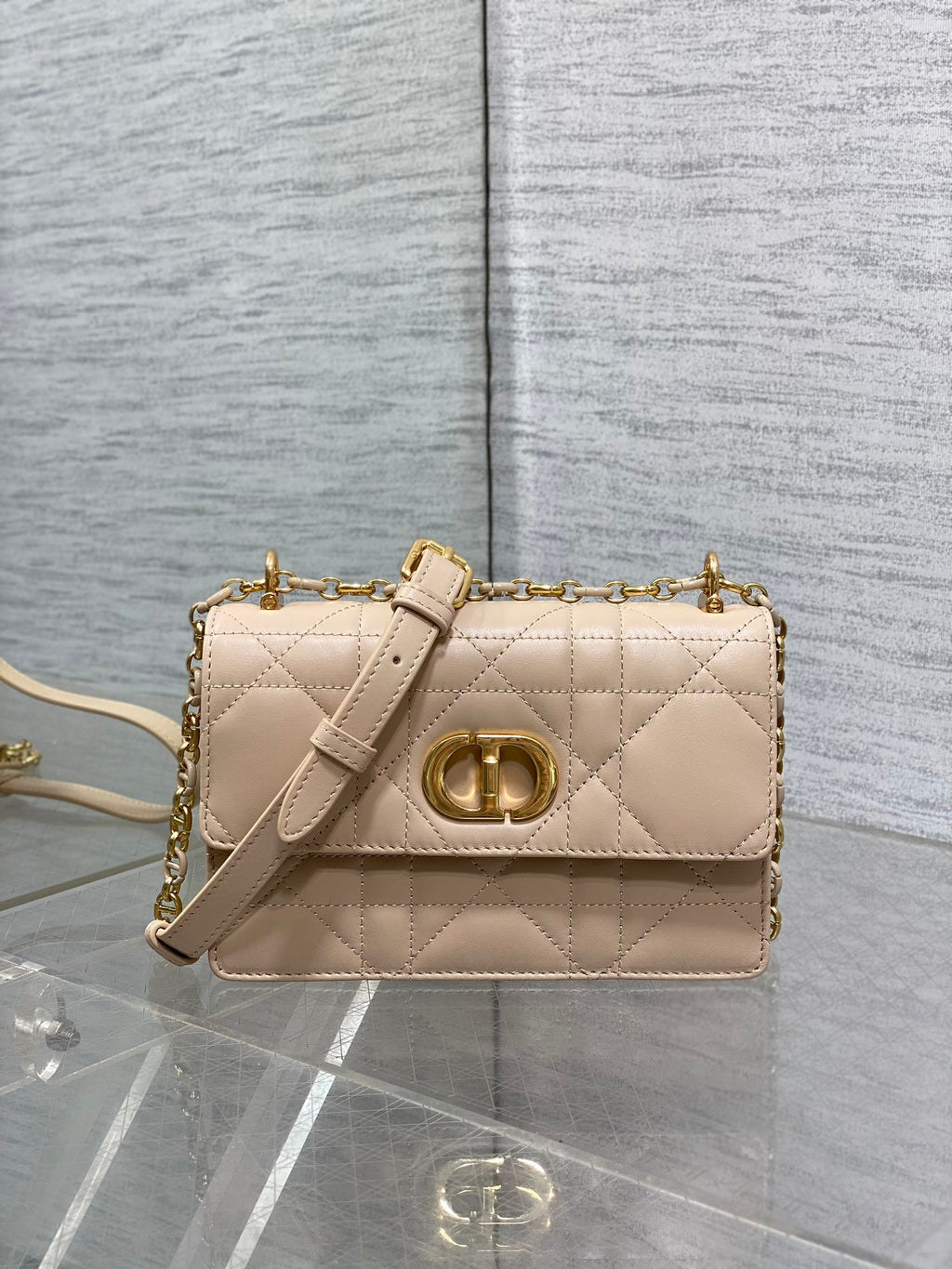 Dior Mini Miss Caro Bag Beige Cannage Calfskin with Gold Hardware