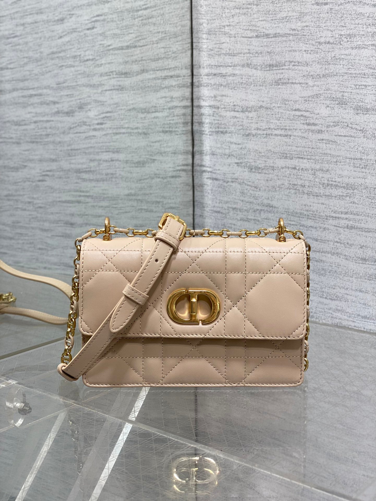 Dior Mini Miss Caro Bag Beige Cannage Calfskin with Gold Hardware