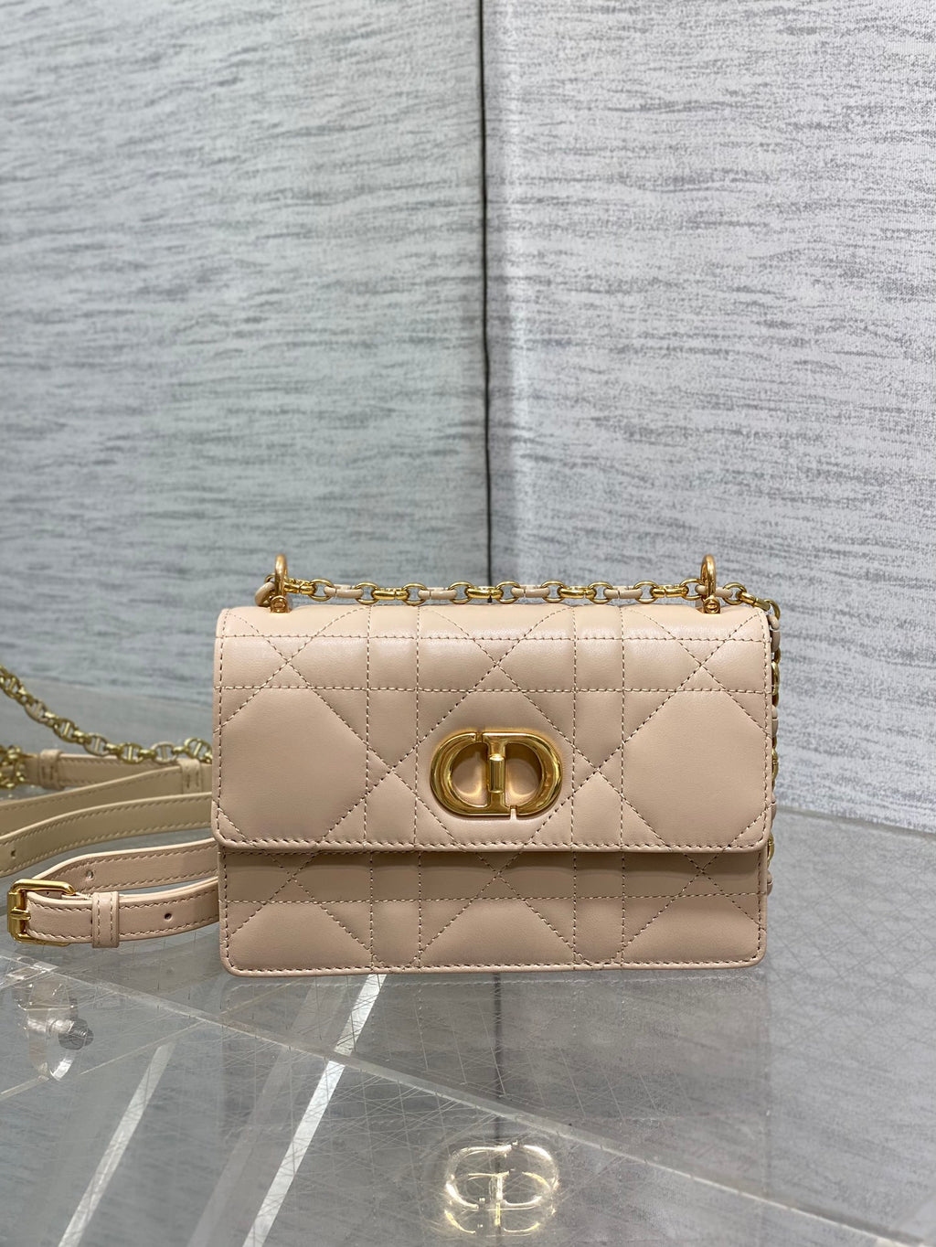 Dior Mini Miss Caro Bag Beige Cannage Calfskin with Gold Hardware