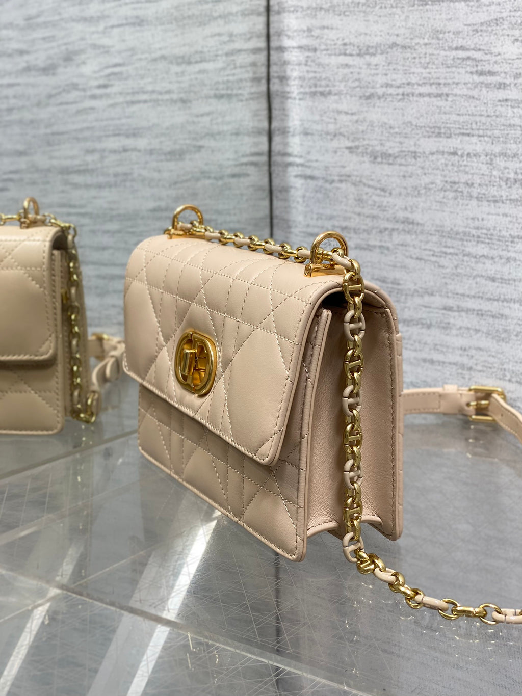 Dior Mini Miss Caro Bag Beige Cannage Calfskin with Gold Hardware