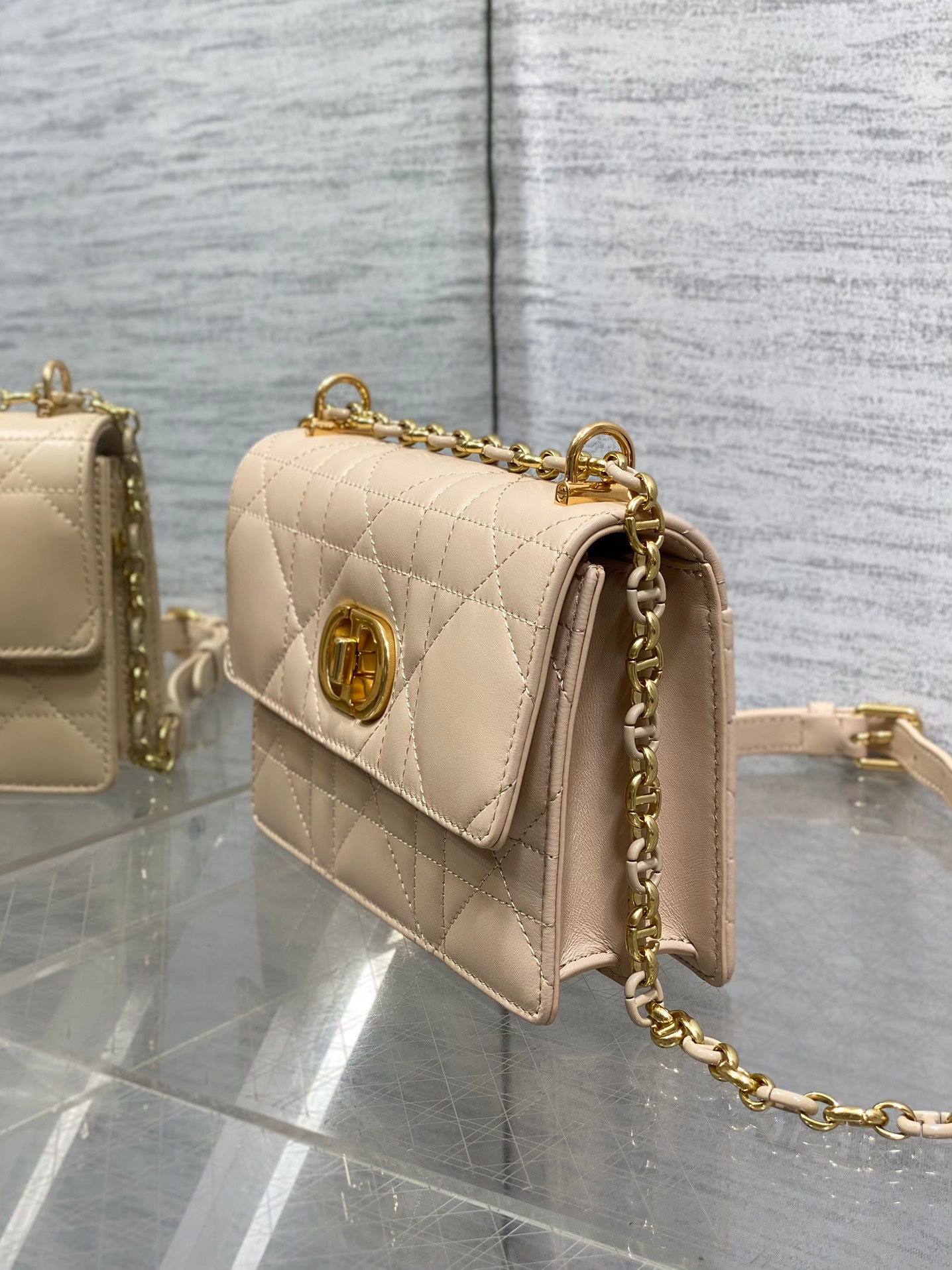 Dior Mini Miss Caro Bag Beige Cannage Calfskin with Gold Hardware