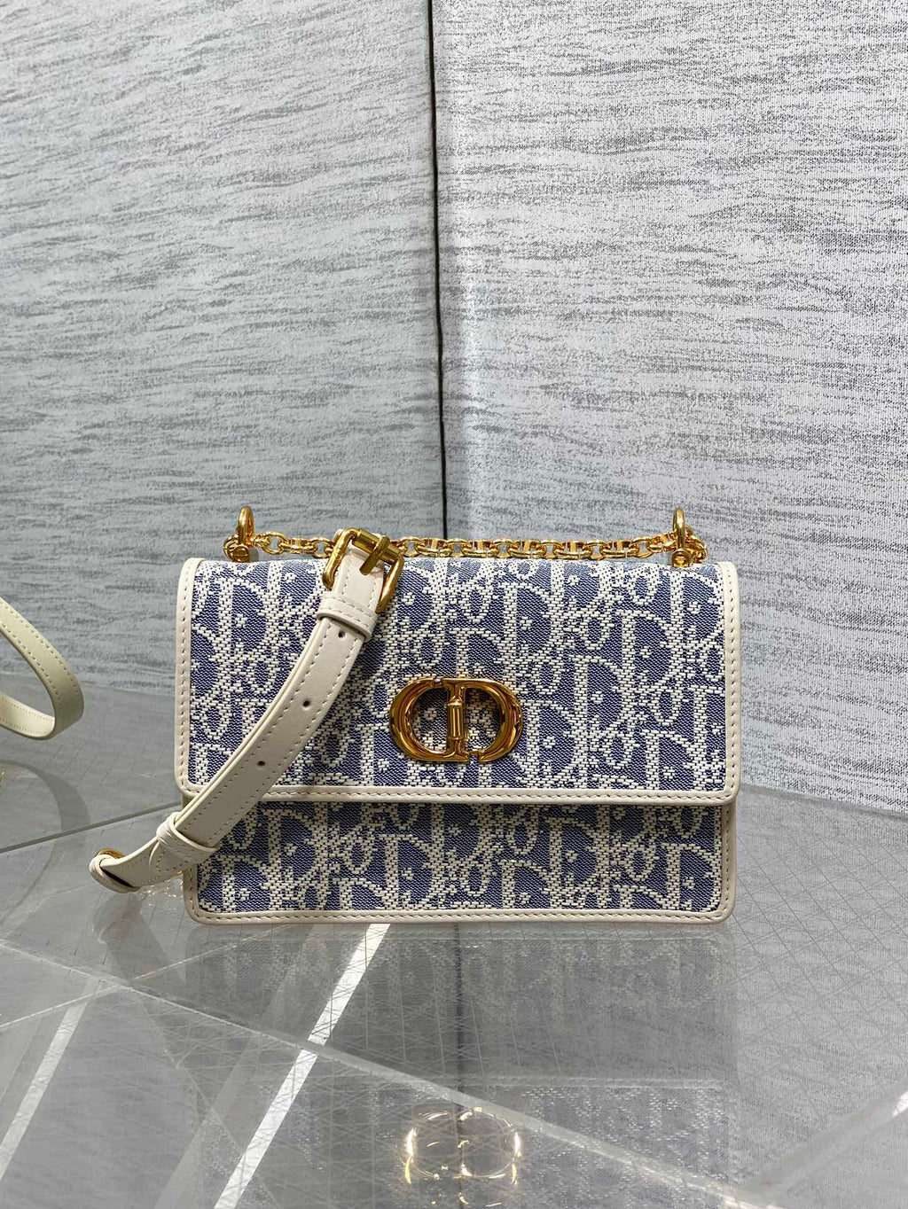 Dior Mini Miss Caro Bag Blue Dior Oblique Jacquard with Gold Hardware