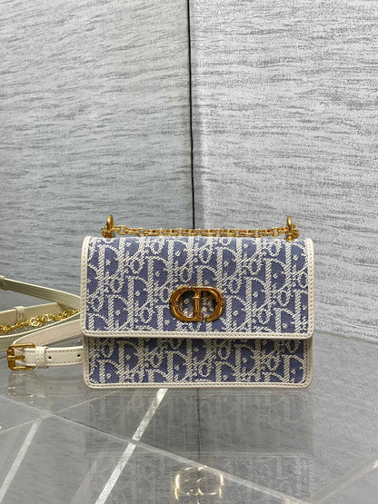 Dior Mini Miss Caro Bag Blue Dior Oblique Jacquard with Gold Hardware