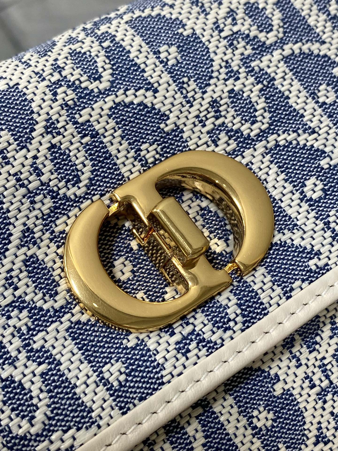 Dior Mini Miss Caro Bag Blue Dior Oblique Jacquard with Gold Hardware