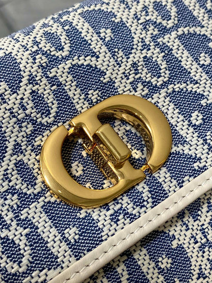 Dior Mini Miss Caro Bag Blue Dior Oblique Jacquard with Gold Hardware