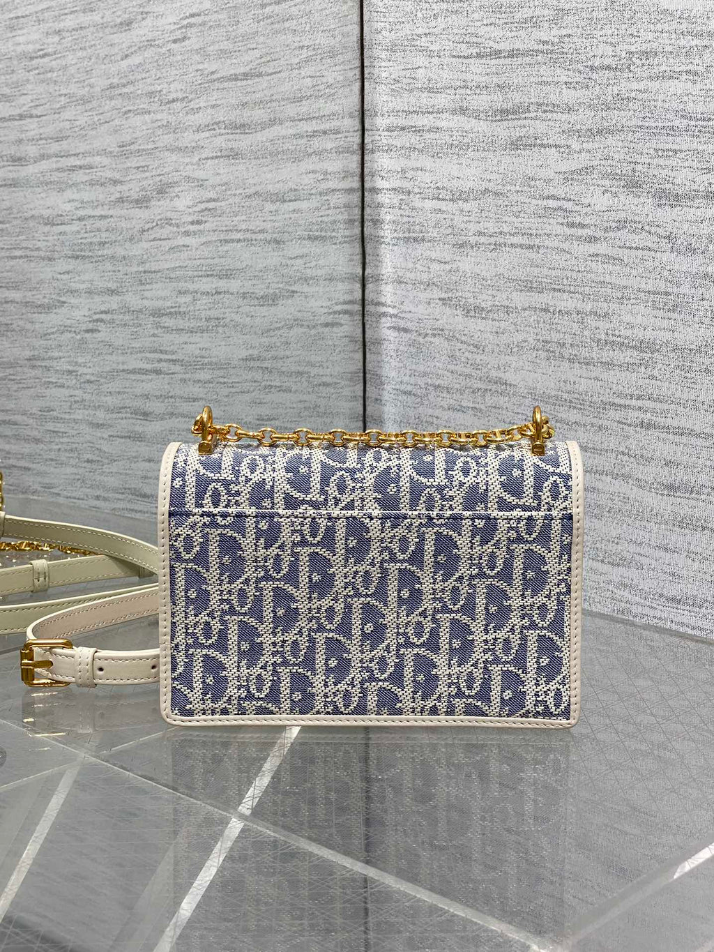 Dior Mini Miss Caro Bag Blue Dior Oblique Jacquard with Gold Hardware