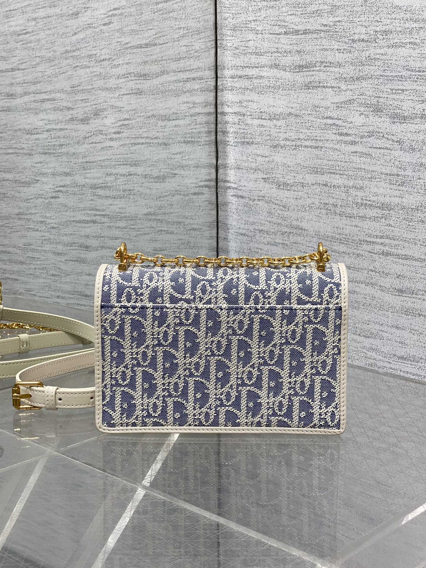 Dior Mini Miss Caro Bag Blue Dior Oblique Jacquard with Gold Hardware