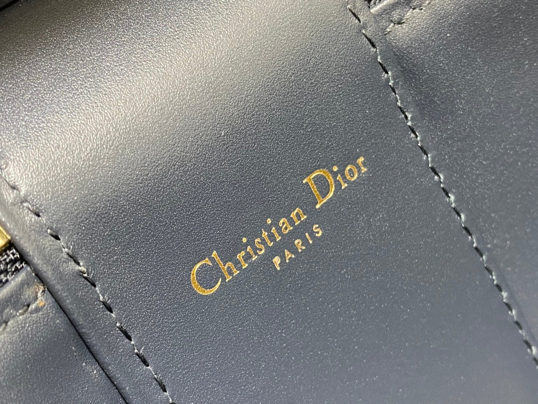 Dior Small Signature Vanity Case Blue Dior Oblique Jacquard with Gold Hardware