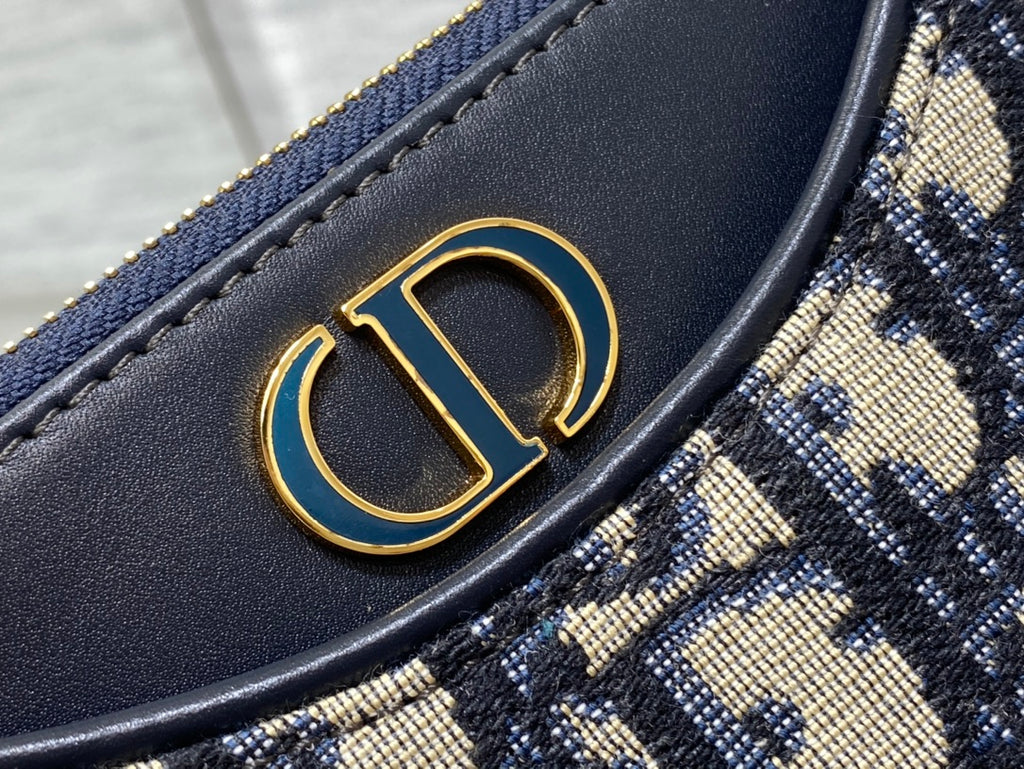 Dior Small Hobo Avenue Bag Blue Dior Oblique Jacquard with Gold Hardware