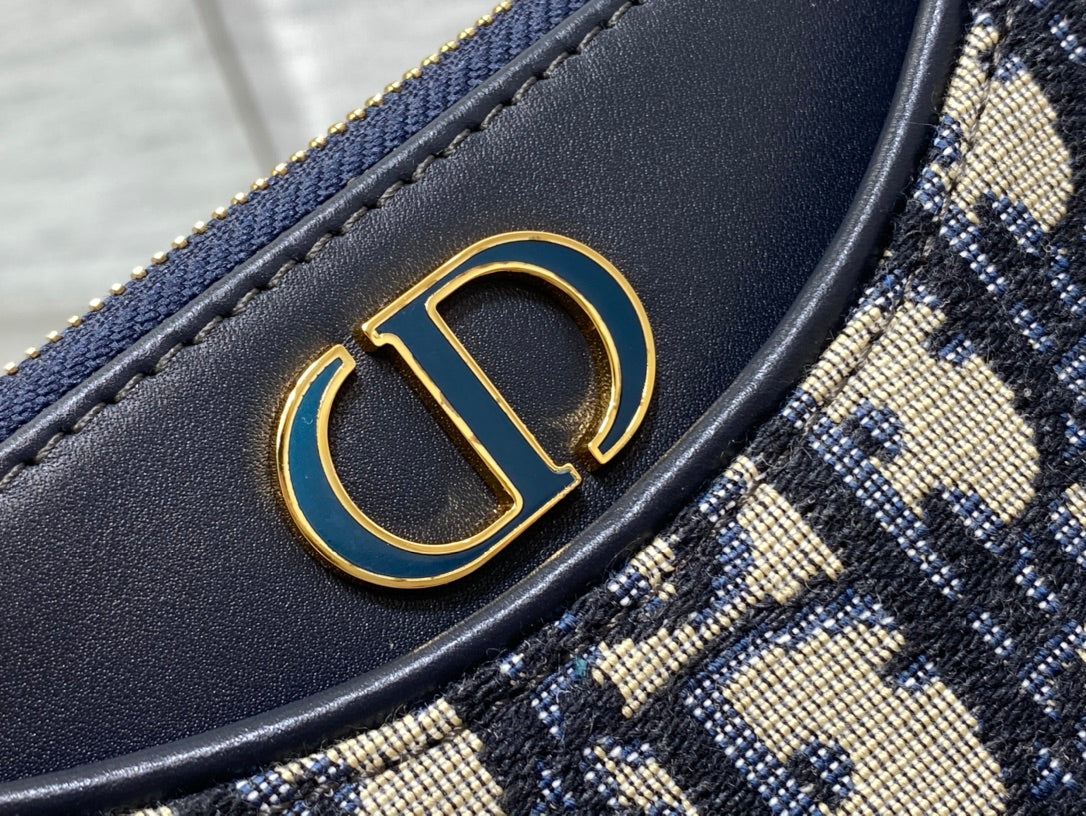 Dior Small Hobo Avenue Bag Blue Dior Oblique Jacquard with Gold Hardware
