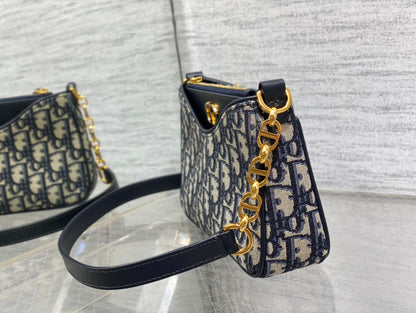 Dior Small Hobo Avenue Bag Blue Dior Oblique Jacquard with Gold Hardware