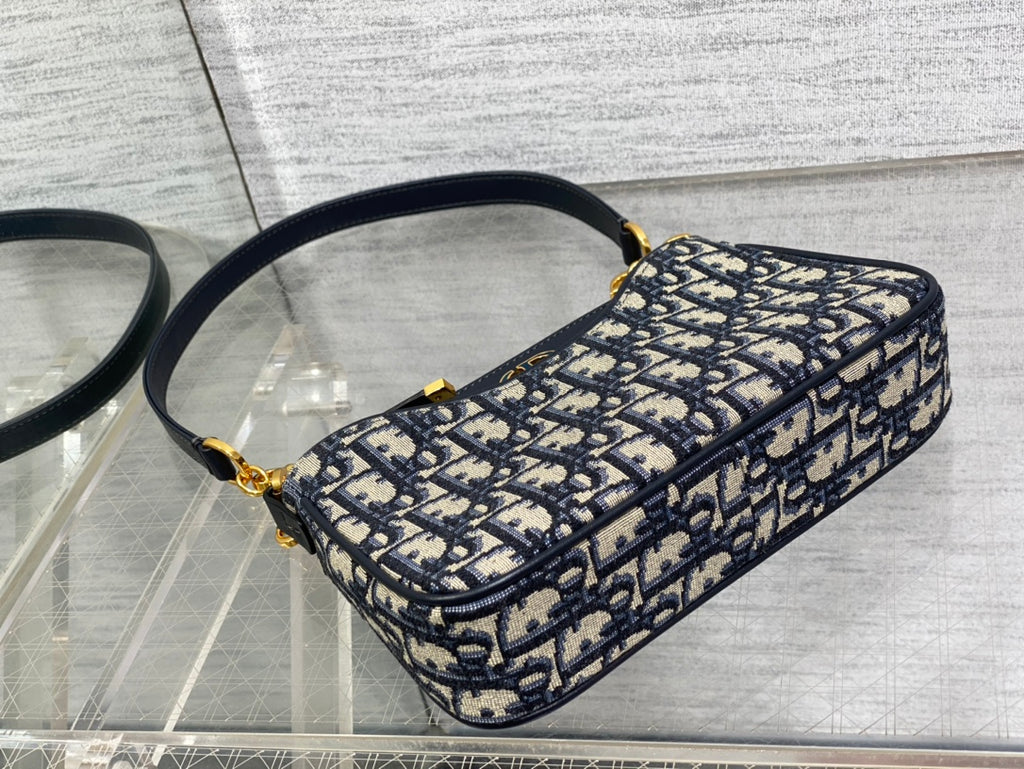 Dior Small Hobo Avenue Bag Blue Dior Oblique Jacquard with Gold Hardware