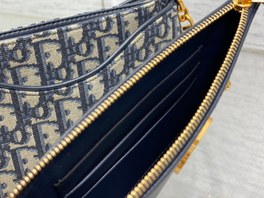 Dior Small Hobo Avenue Bag Blue Dior Oblique Jacquard with Gold Hardware