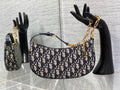 Dior Medium Lounge Hobo Bag Blue Dior Oblique Jacquard with Gold Hardware