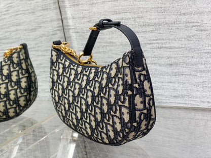 Dior Medium Lounge Hobo Bag Blue Dior Oblique Jacquard with Gold Hardware