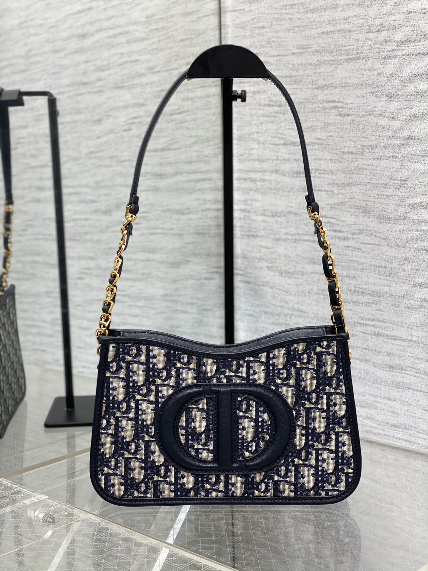 Dior Small Signature Hobo Bag Blue Dior Oblique Jacquard with Gold Hardware
