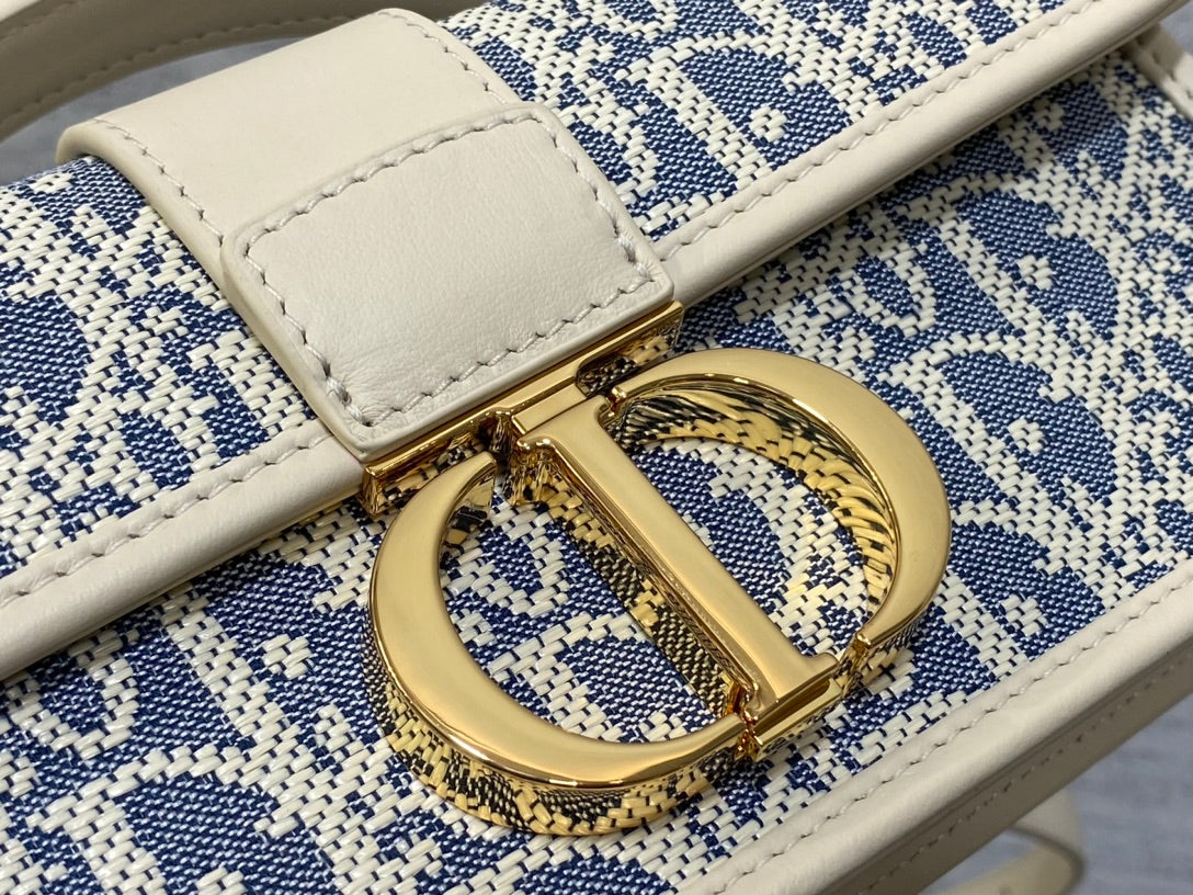 Dior Mini 30 Montaigne Avenue Wallet on Chain with Handle Blue Dior Oblique Jacquard