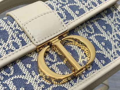 Dior Mini 30 Montaigne Avenue Wallet on Chain with Handle Blue Dior Oblique Jacquard