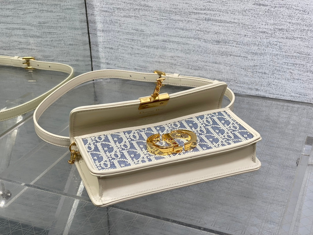 Dior Mini 30 Montaigne Avenue Wallet on Chain with Handle Blue Dior Oblique Jacquard