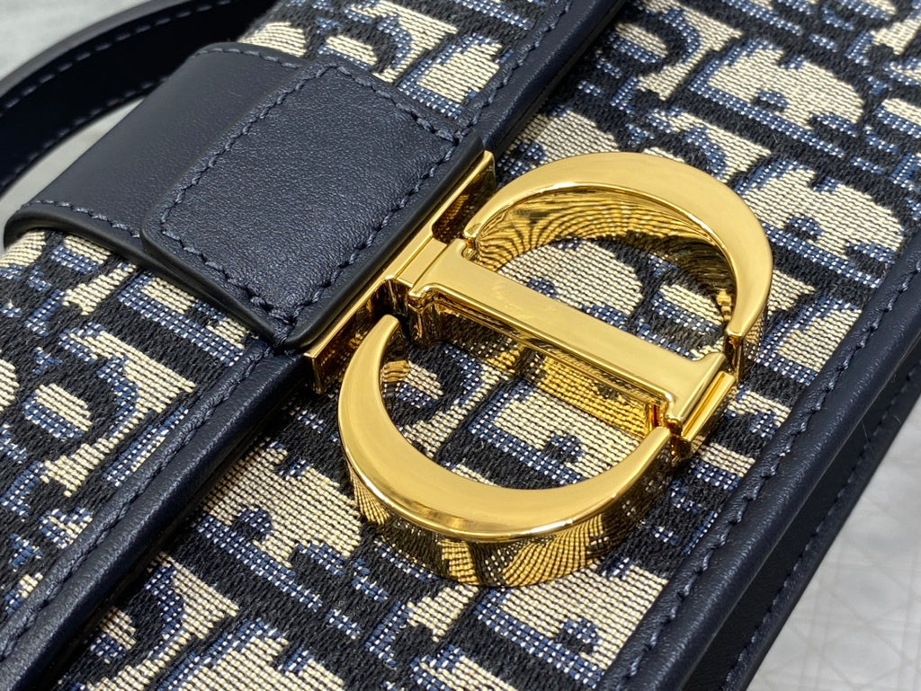 Dior Mini 30 Montaigne Avenue Wallet on Chain with Handle Blue Dior Oblique Jacquard