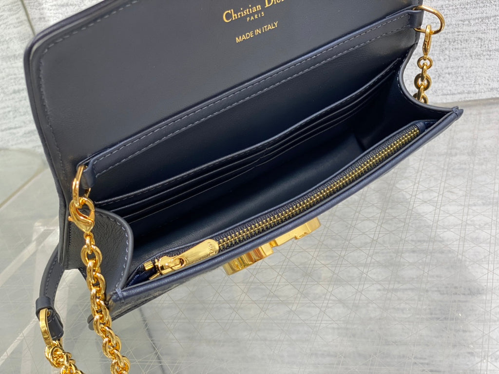 Dior Mini 30 Montaigne Avenue Wallet on Chain with Handle Blue Dior Oblique Jacquard