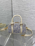 Dior Small D-Vibe Bowling Bag Blue Dior Oblique Jacquard