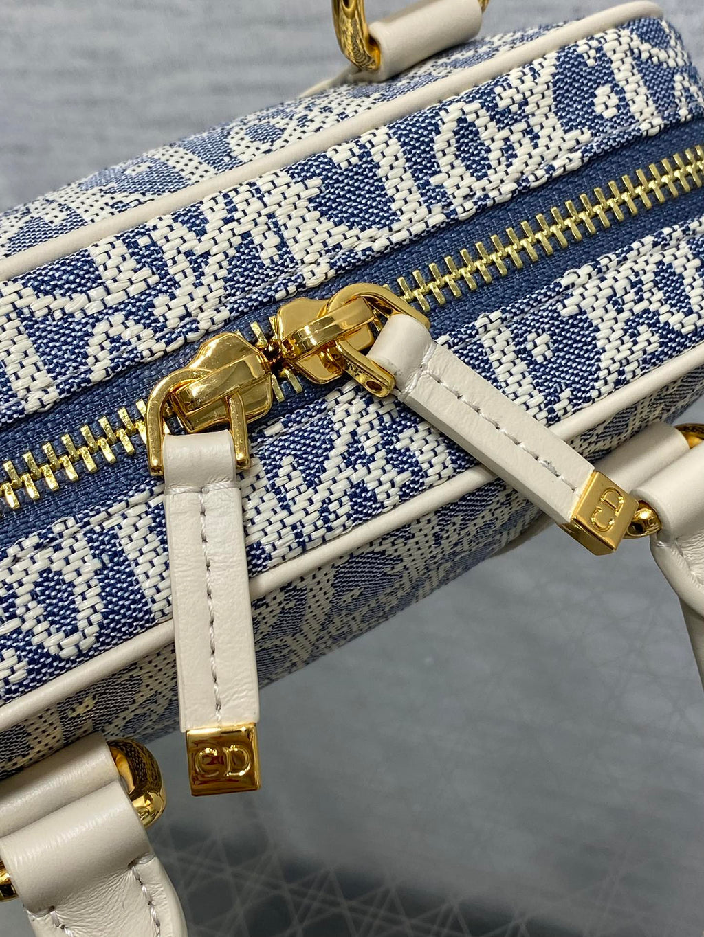 Dior Small D-Vibe Bowling Bag Blue Dior Oblique Jacquard