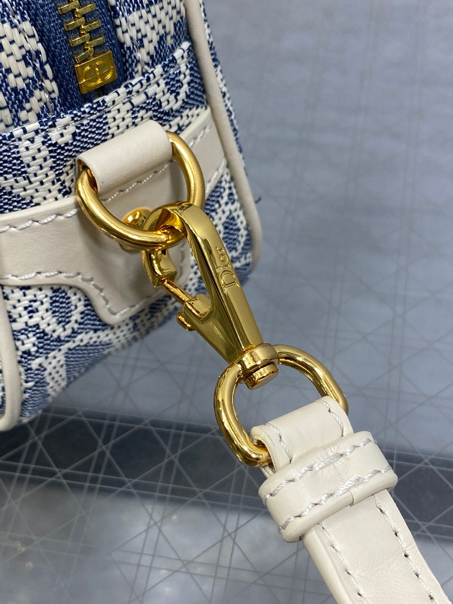 Dior Small D-Vibe Bowling Bag Blue Dior Oblique Jacquard