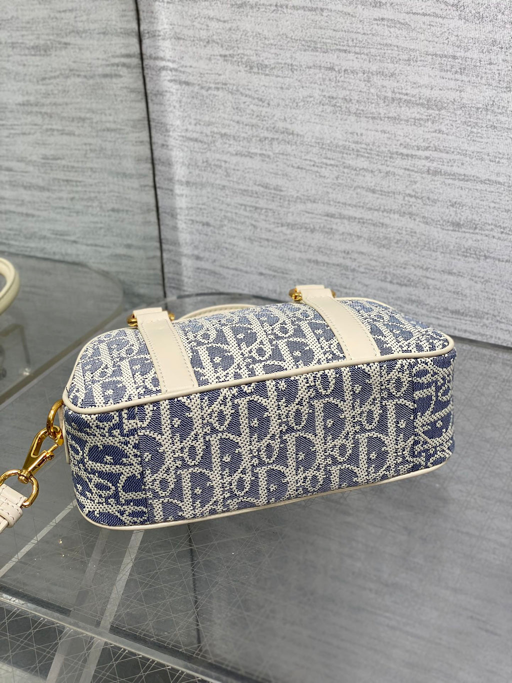 Dior Small D-Vibe Bowling Bag Blue Dior Oblique Jacquard