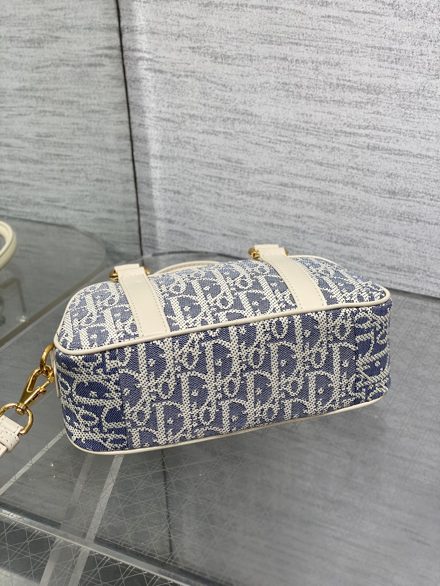 Dior Small D-Vibe Bowling Bag Blue Dior Oblique Jacquard
