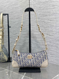 Dior Mini 30 Montaigne Cigale Bag Blue Dior Oblique Raffia-Effect Canvas