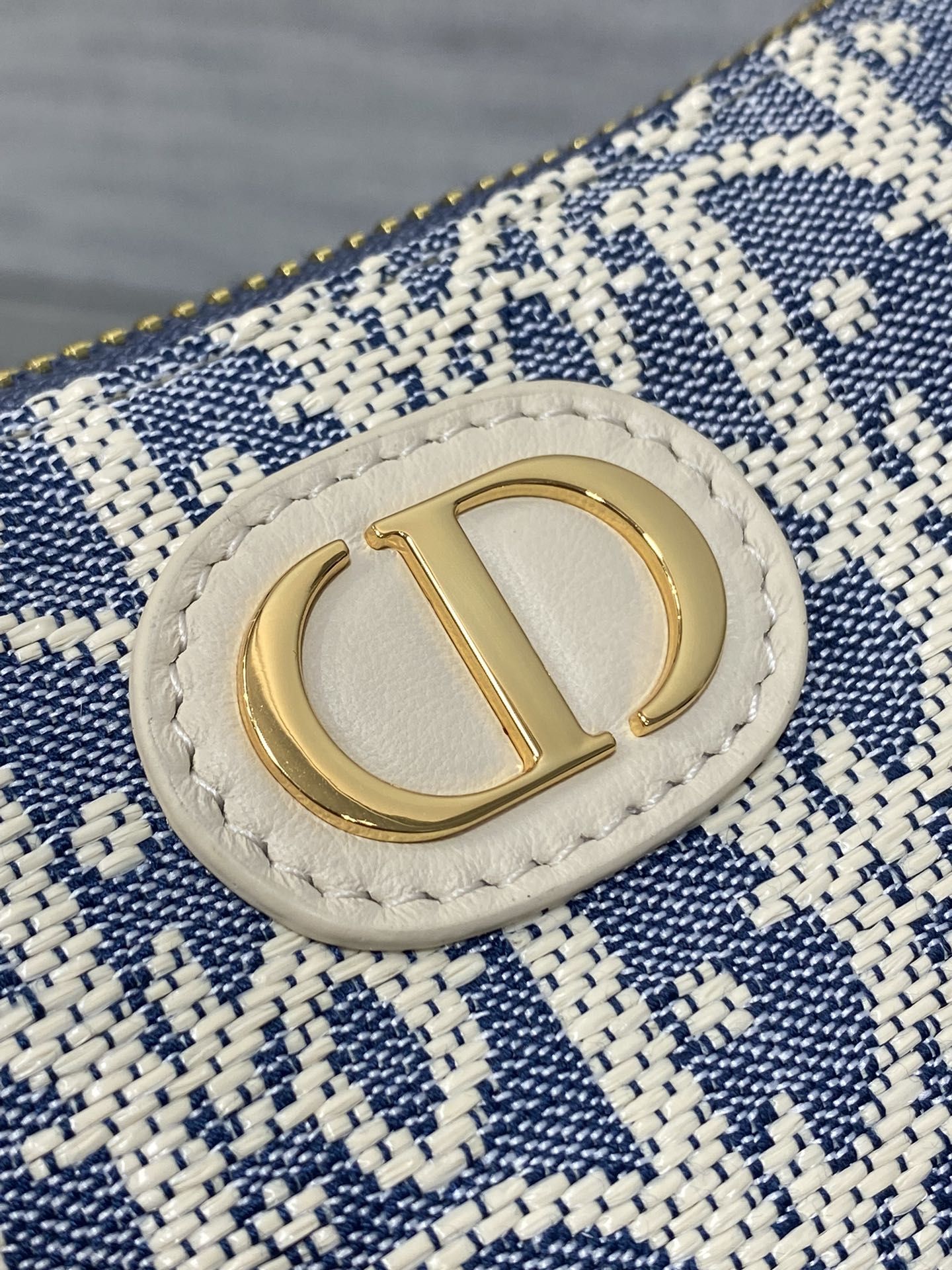 Dior Mini 30 Montaigne Cigale Bag Blue Dior Oblique Raffia-Effect Canvas
