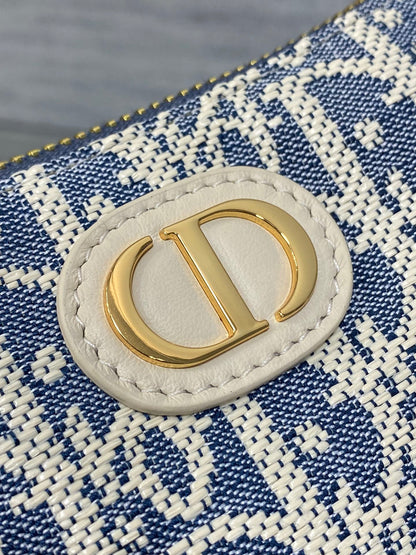 Dior Mini 30 Montaigne Cigale Bag Blue Dior Oblique Raffia-Effect Canvas