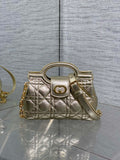 Dior Mini Jolie Top Handle Bag Champagne Gold Cannage Lambskin with Gold Hardware