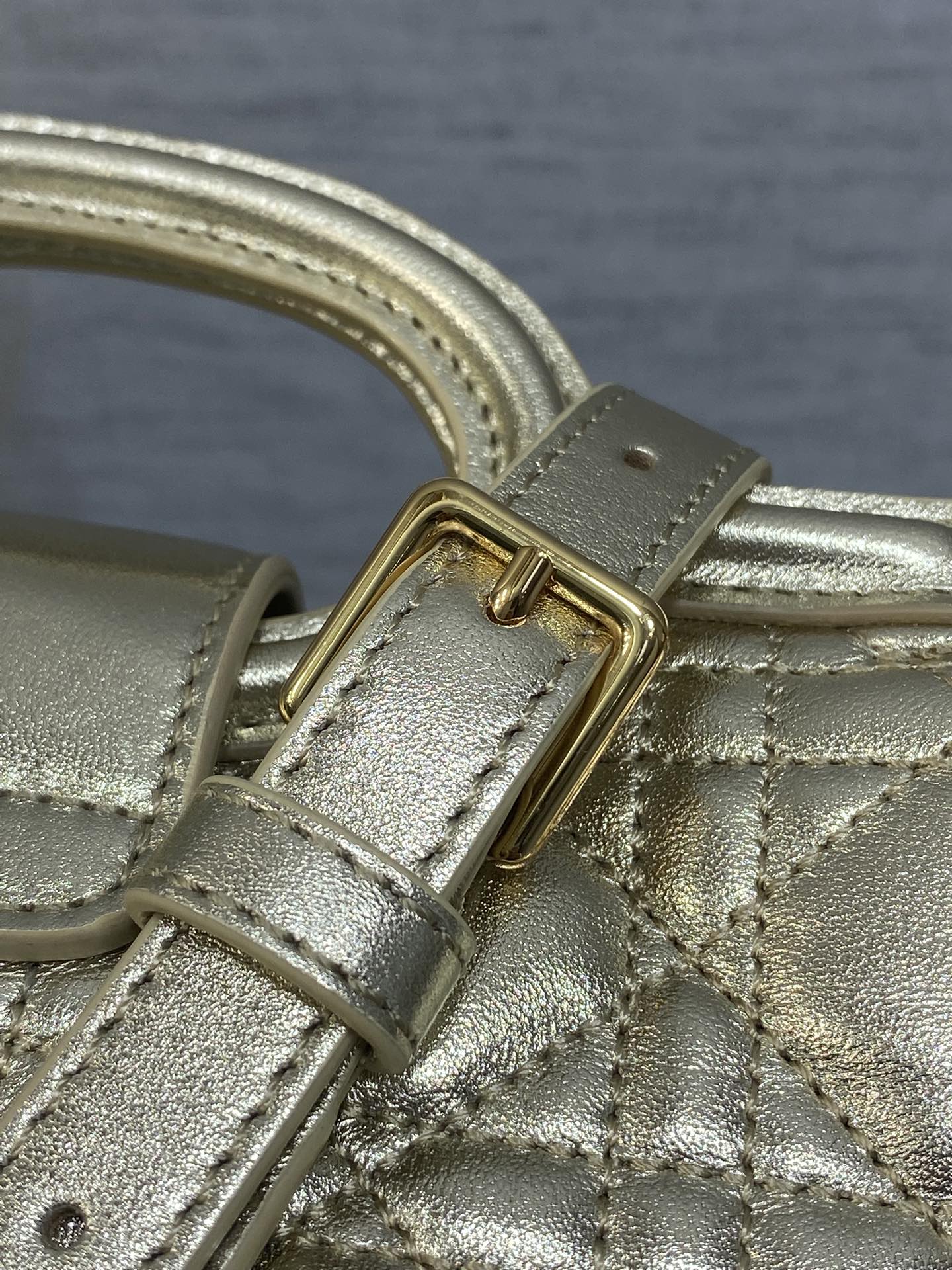 Dior Mini Jolie Top Handle Bag Champagne Gold Cannage Lambskin with Gold Hardware