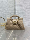 Dior Mini Jolie Top Handle Bag Biscuit Cannage Lambskin with Gold Hardware