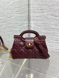 Dior Mini Jolie Top Handle Bag Burgundy Cannage Lambskin with Gold Hardware